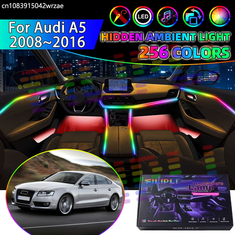 For Audi A5 2008~2016 8T 8F MK - огляд і ціна Led Ambient Interior Car Lights App Control